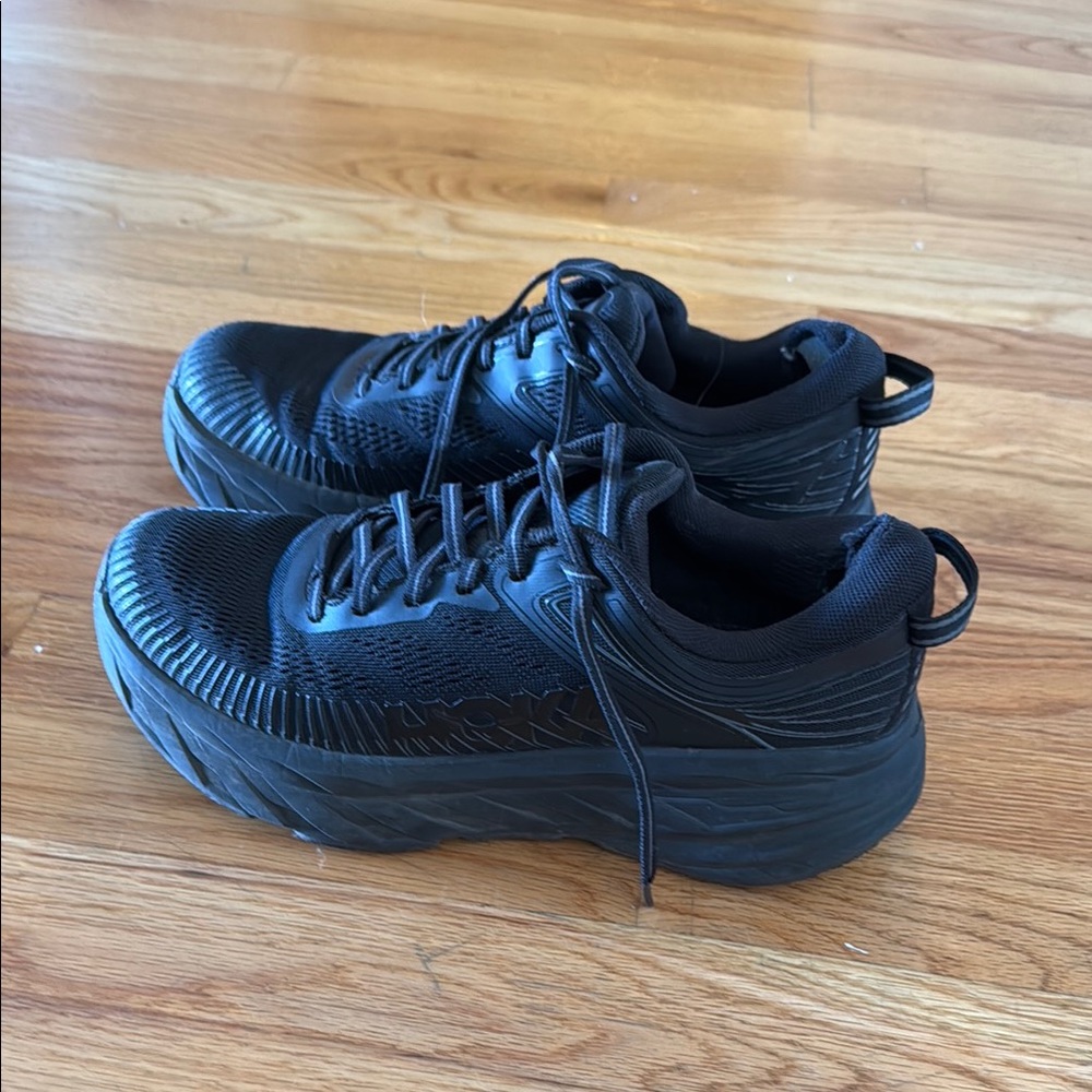 Hoka Black Athletic Shoes with Mesh Upper
